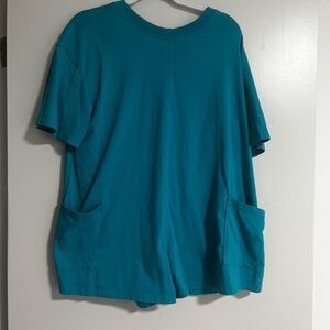 Teal Short Sleeve Romper with Pockets